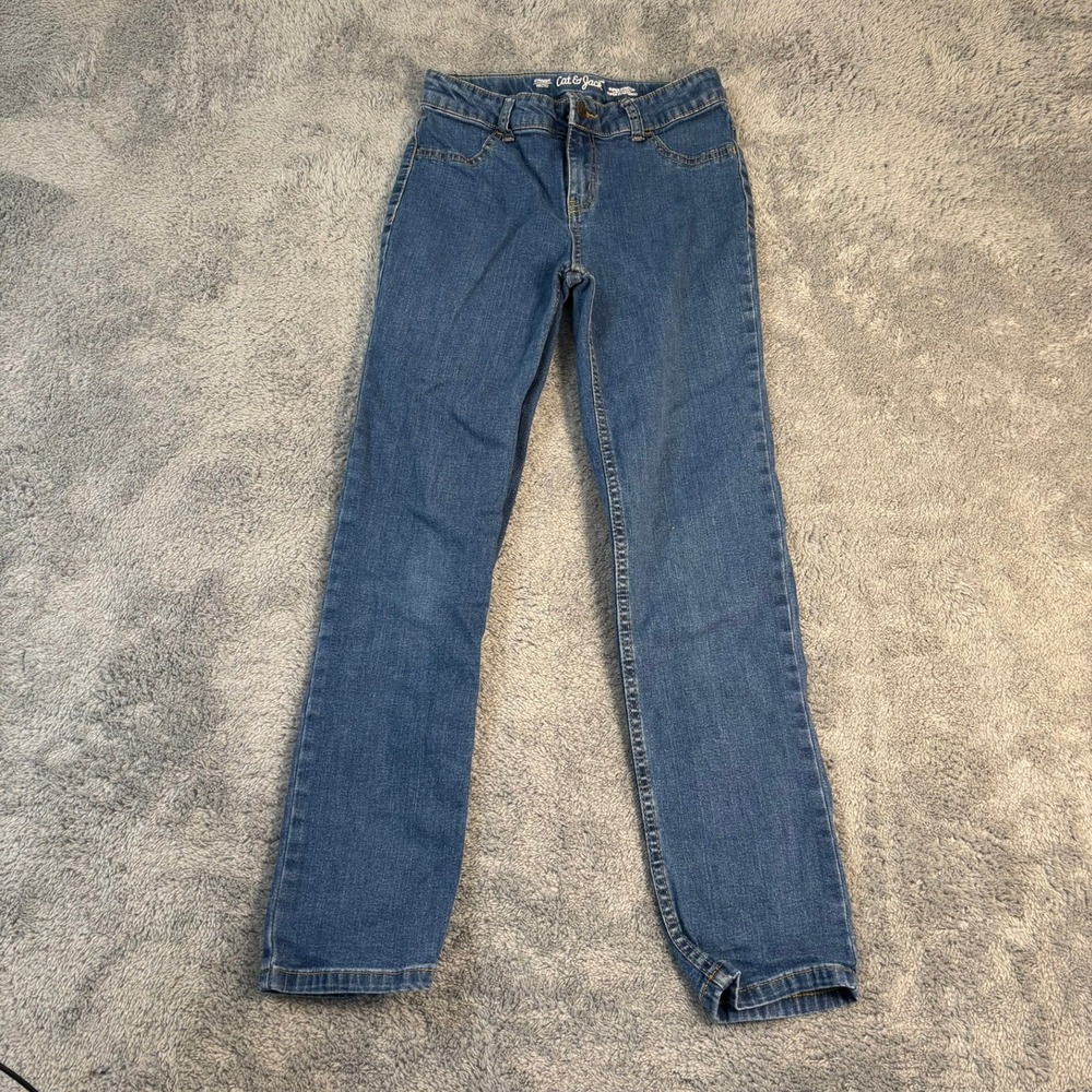 Cat & Jack Girls Straight Leg Super Stretch Blue Denim Jeans Size 12